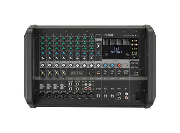 Yamaha EMX7, 2x 600W [4O] 12 Line Inputs (8 mono + 4 stereo) 